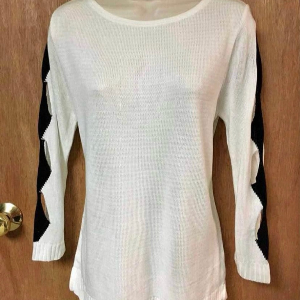 White Sweater with Black Accents